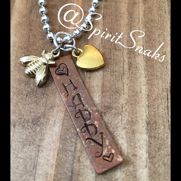 SpiritSnaks Jewelry - 🐝Be Happy😀Custom Stamped Necklace🐝