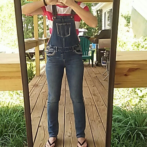Overall denim jeggings