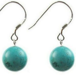 Turquoise Round Bead Drop Rarrings