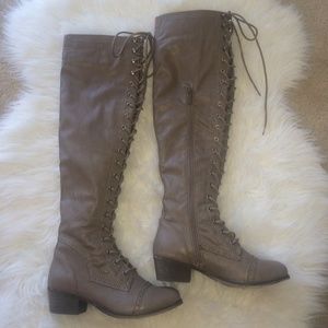 Over the knee lace up boots
