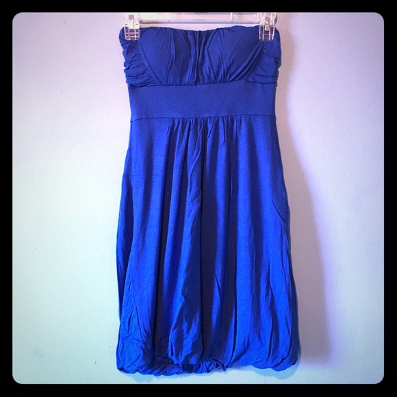 Blue Strapless Bubble Dress