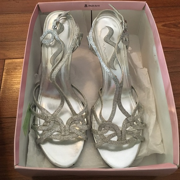 Silver glittered heels