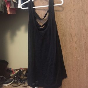 Black slightly see through strapped tank top