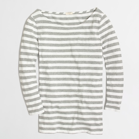 J. Crew Tops - J. Crew Three Quarter Sleeve Stripe Tee in Gray