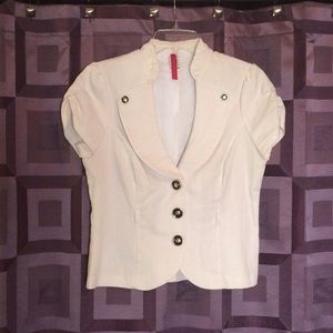 White Blazer with Black and Gold Hardware