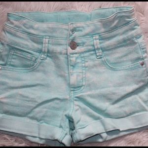 turquoise high waisted shorts