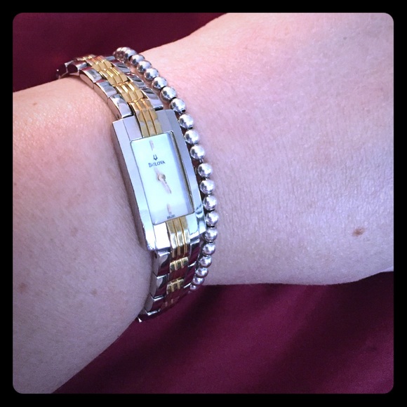 Bulova silver and gold watch