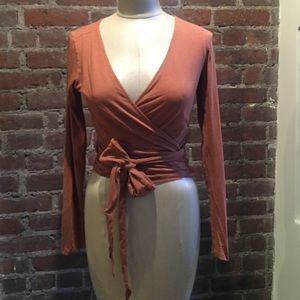 Stretch cotton Theory wrap top