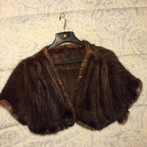 Genuine knit mink cropped stole/capelet