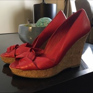 Nine West red espadrille peep toe