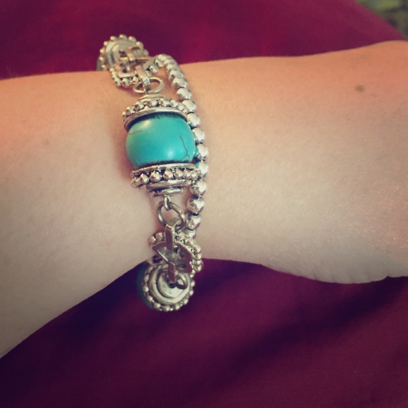 Turquoise bracelet with Angel charm