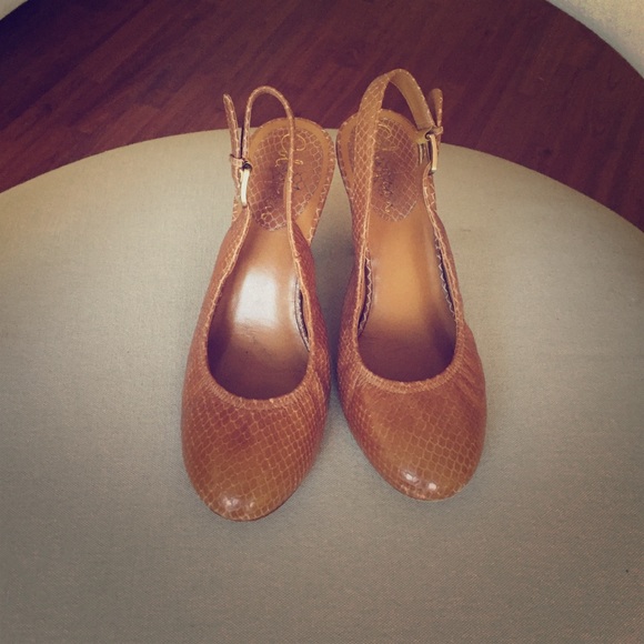 Cole Haan sling back pumps. Tan Snakeskin