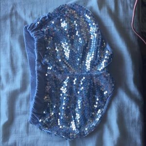 Sequence silver booty shorts w/ stretch waistband