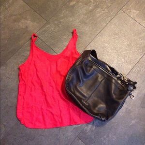 Red Silk V-Neck Top Size M