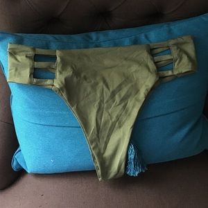 Olive green cheeky bikini cutout bottoms