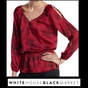 Gorgeous WHBM red rose print blouse. EUC! Gorgeous WHBM red rose print blouse. EUC!
