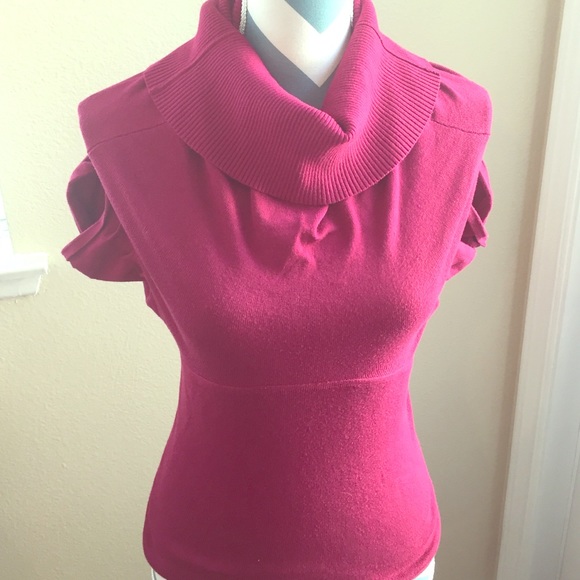 Cowl neck short sleeve sweater
