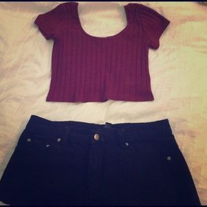 Maroon Silence + Noise Crop Top