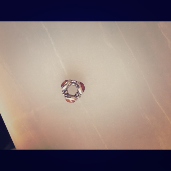 Orange stone accent Sterling silver Pandora charm
