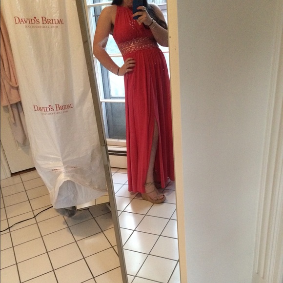 Pink floor length prom dress