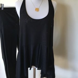 Free People long black flowy tank top - semi sheer