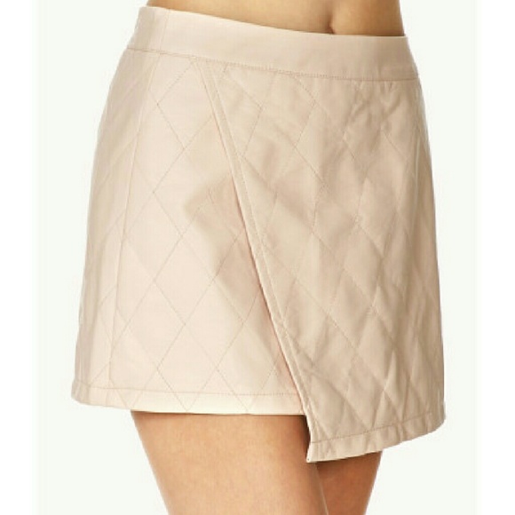 Faux Leather Quilted Overlay Pink Skirt - Picture 3 of 4