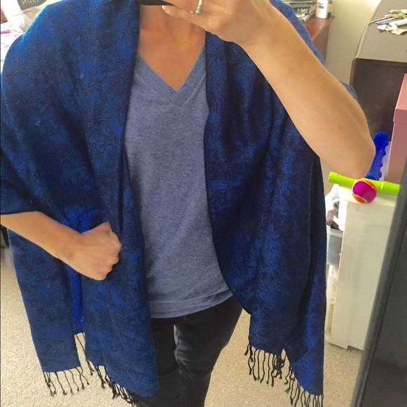 Accessories - Scarf Shawl Wrap Blue and Black