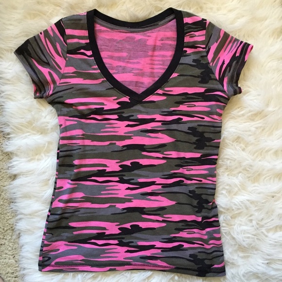 Xs pink camo short sleeve top