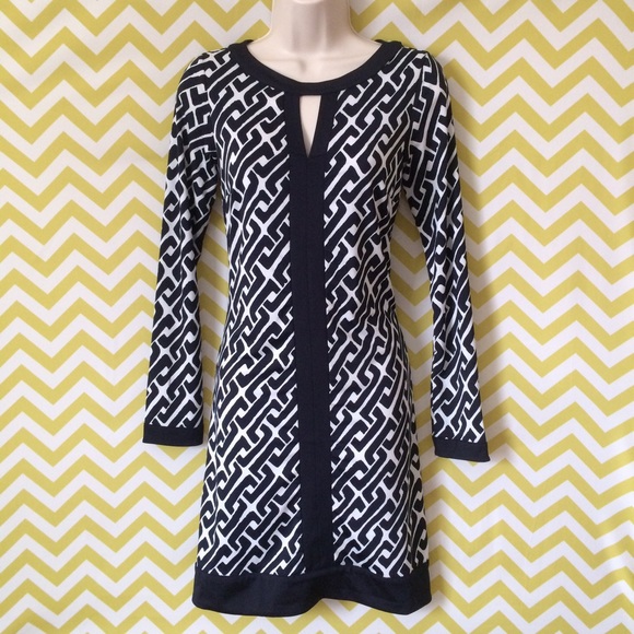 INC Navy/White Shift Dress XS