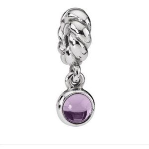 Amethyst dangle Sterling silver Pandora charm