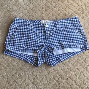 Blue and white checkered shorts