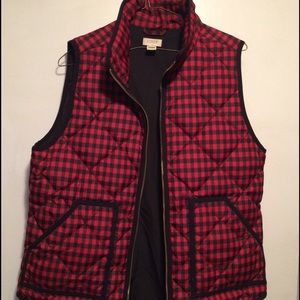 J crew buffalo gingham quilted vest