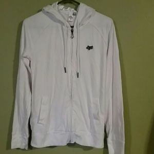 Fox white hooded zip up sweatshirt