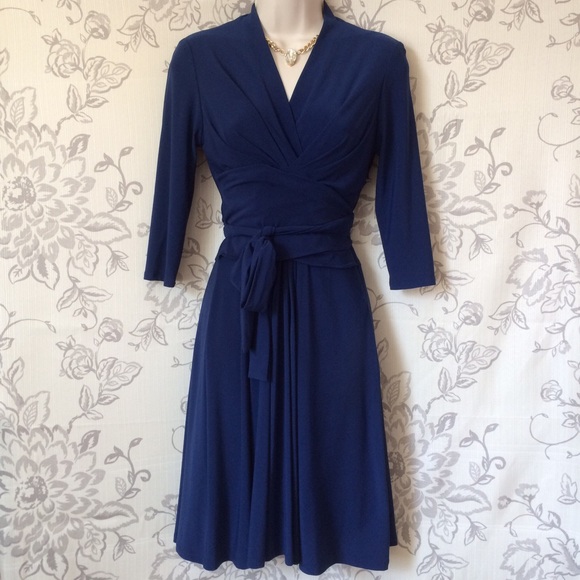 Jessica Howard Navy Faux Wrap Dress 6P