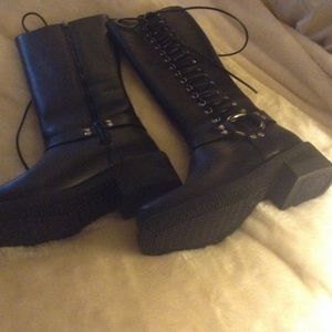 Harley Davidson leather black heeled boots