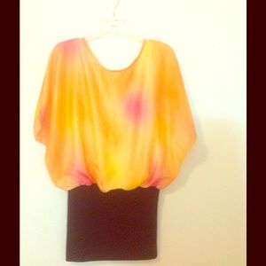Gorgeous orange, pink, and black shirt