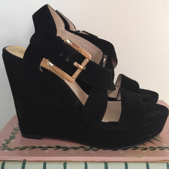 Michael Kors Black Suede Giovanna Wedges