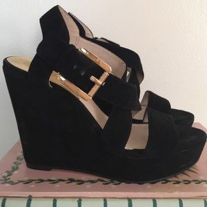 Michael Kors Black Suede Giovanna Wedges