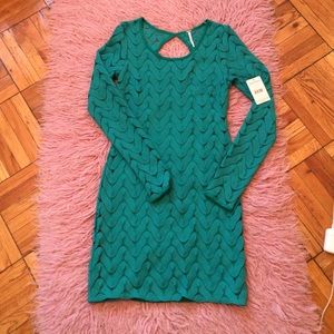 Free People emerald knit mini dress