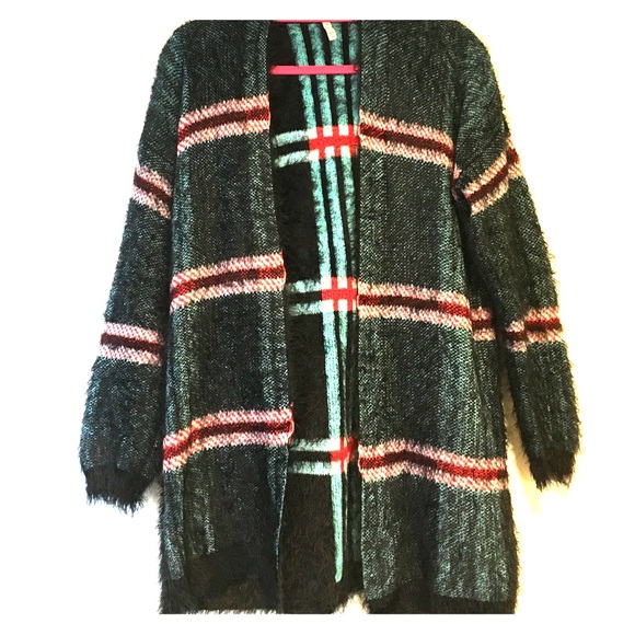 Long open front sweater