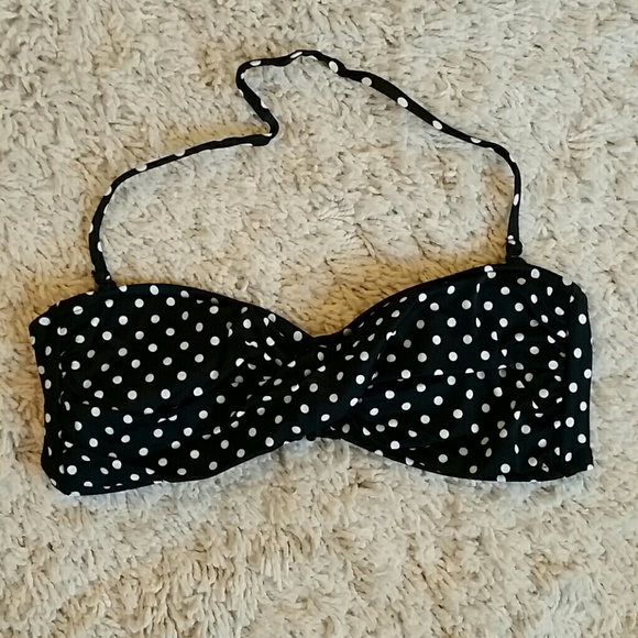 Black polka dot bikini top