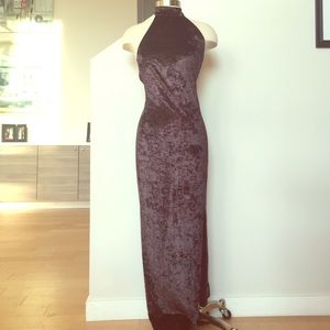 Black Crushed Velvet Long Dress NWT!