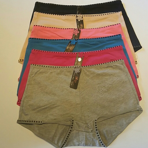 6 Boyshort Panties with Butterfly Design