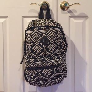 black and white Aztec printed backpack