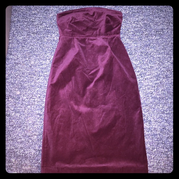 Deep purple velvet strapless dress