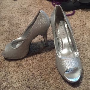 Silver sparkly heels