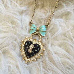 Authentic Betsy Johnson heart lock necklace