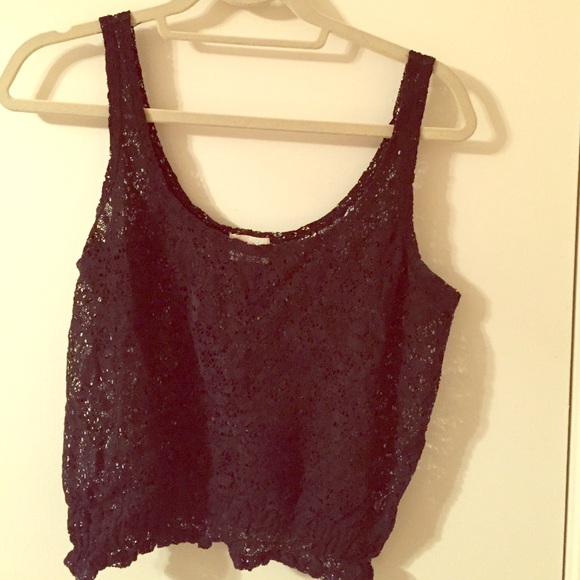 Black cropped crochet shirt. Size small. Worn once