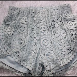 mint green crotchet shorts