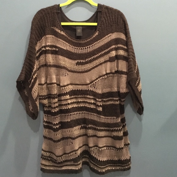 Wide knit sweater w/ attached tank